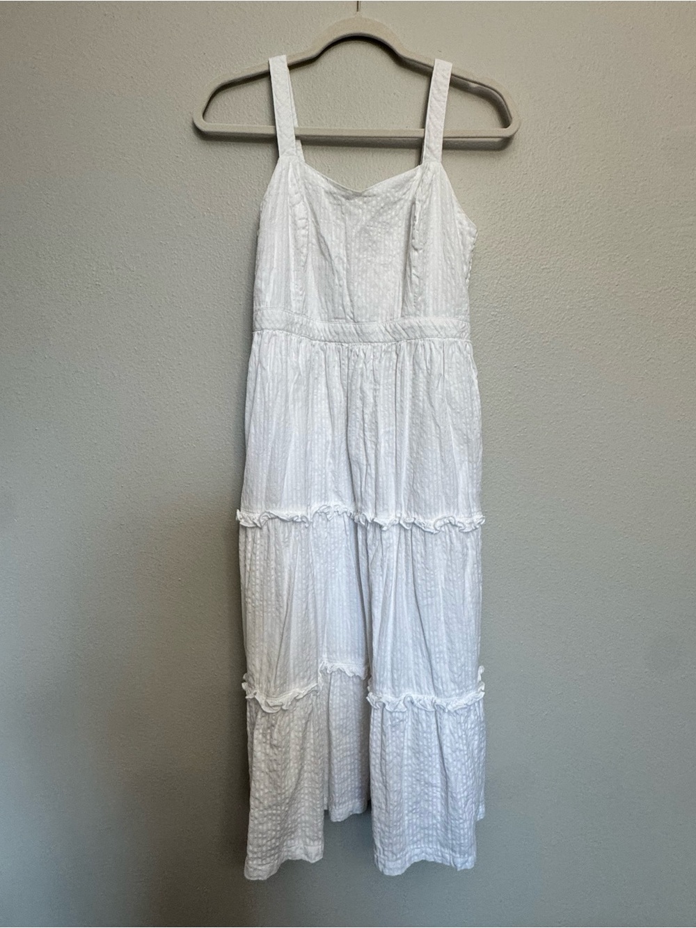 White Tiered Midi Sundress